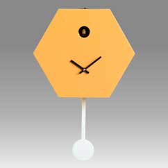 Contemporary cuckoo clock Art.honey 2600 lacquered with acrilic color dark yellow